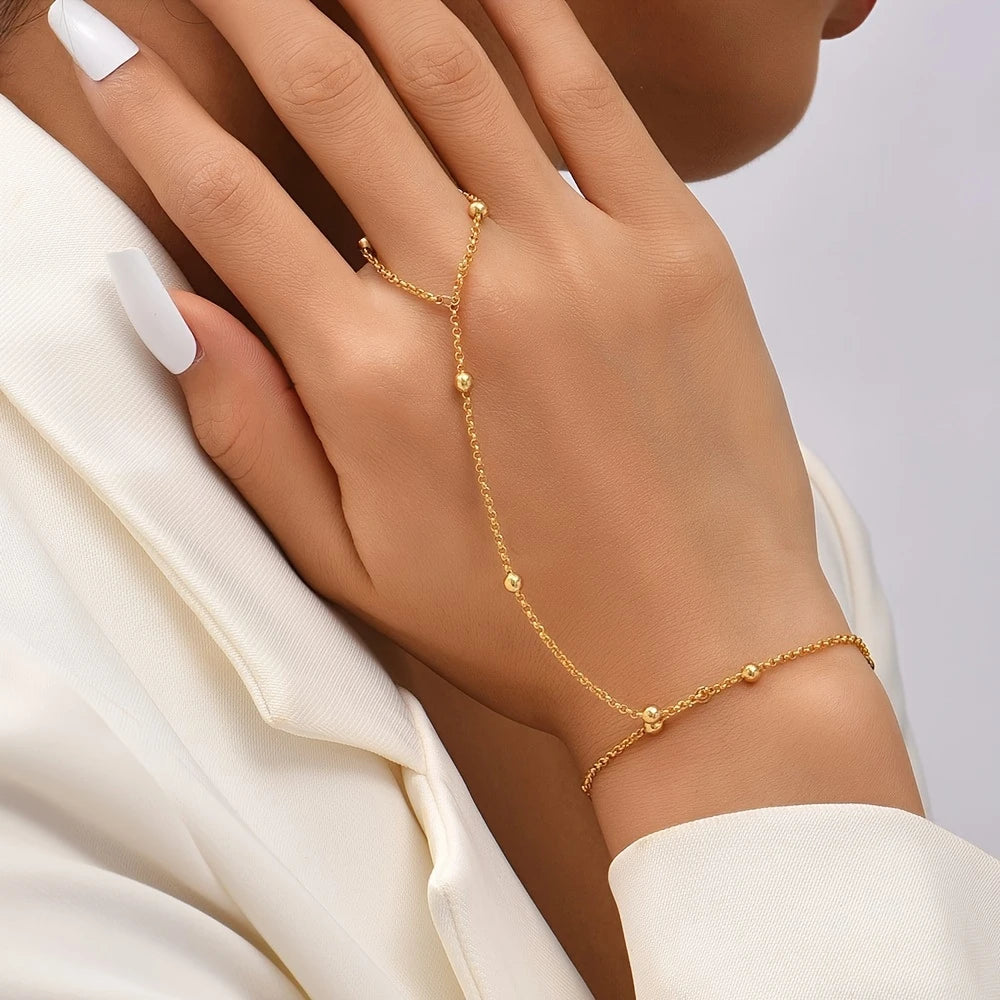Gold plated Beaded Ring Bracelet