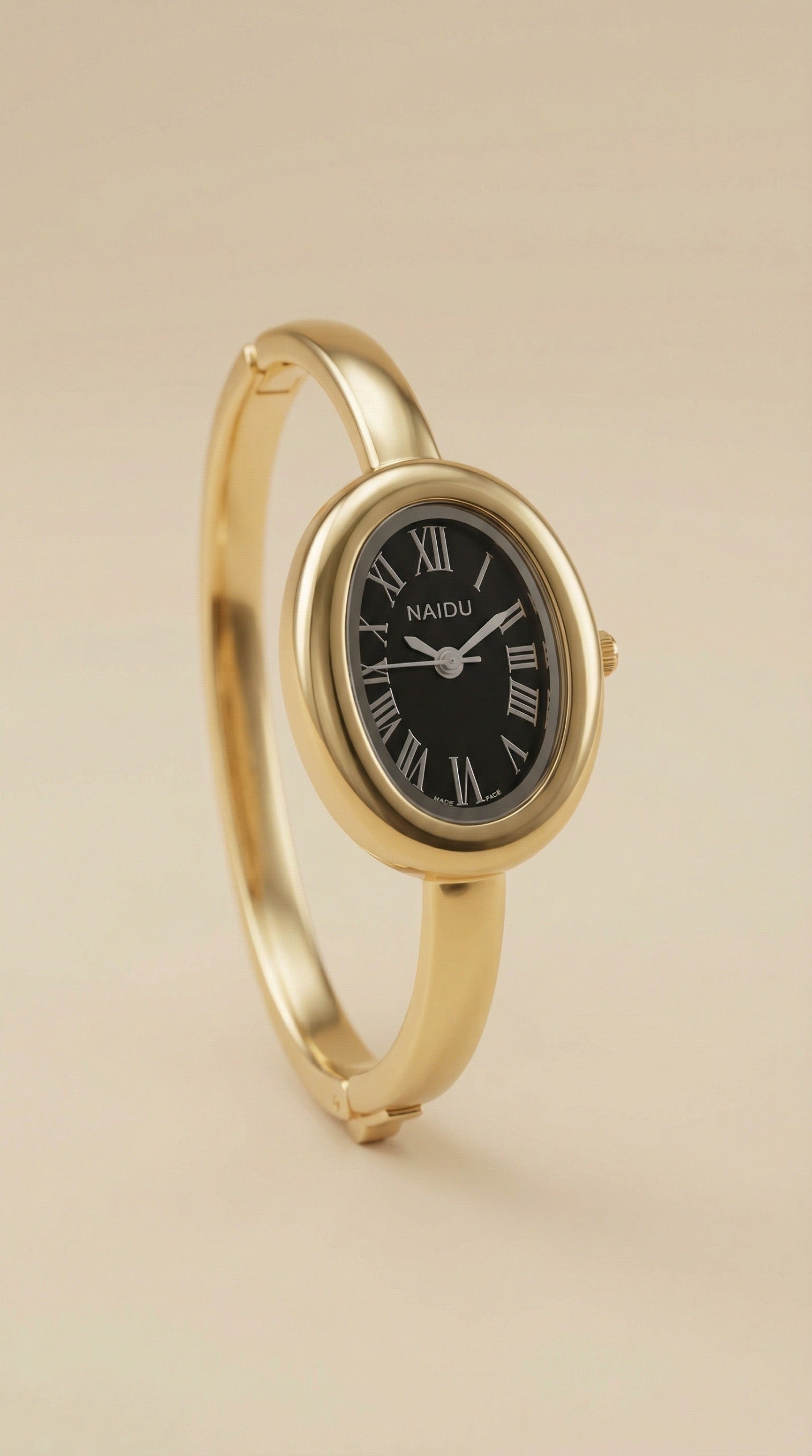 Golden Watch Bangle - Black Dial
