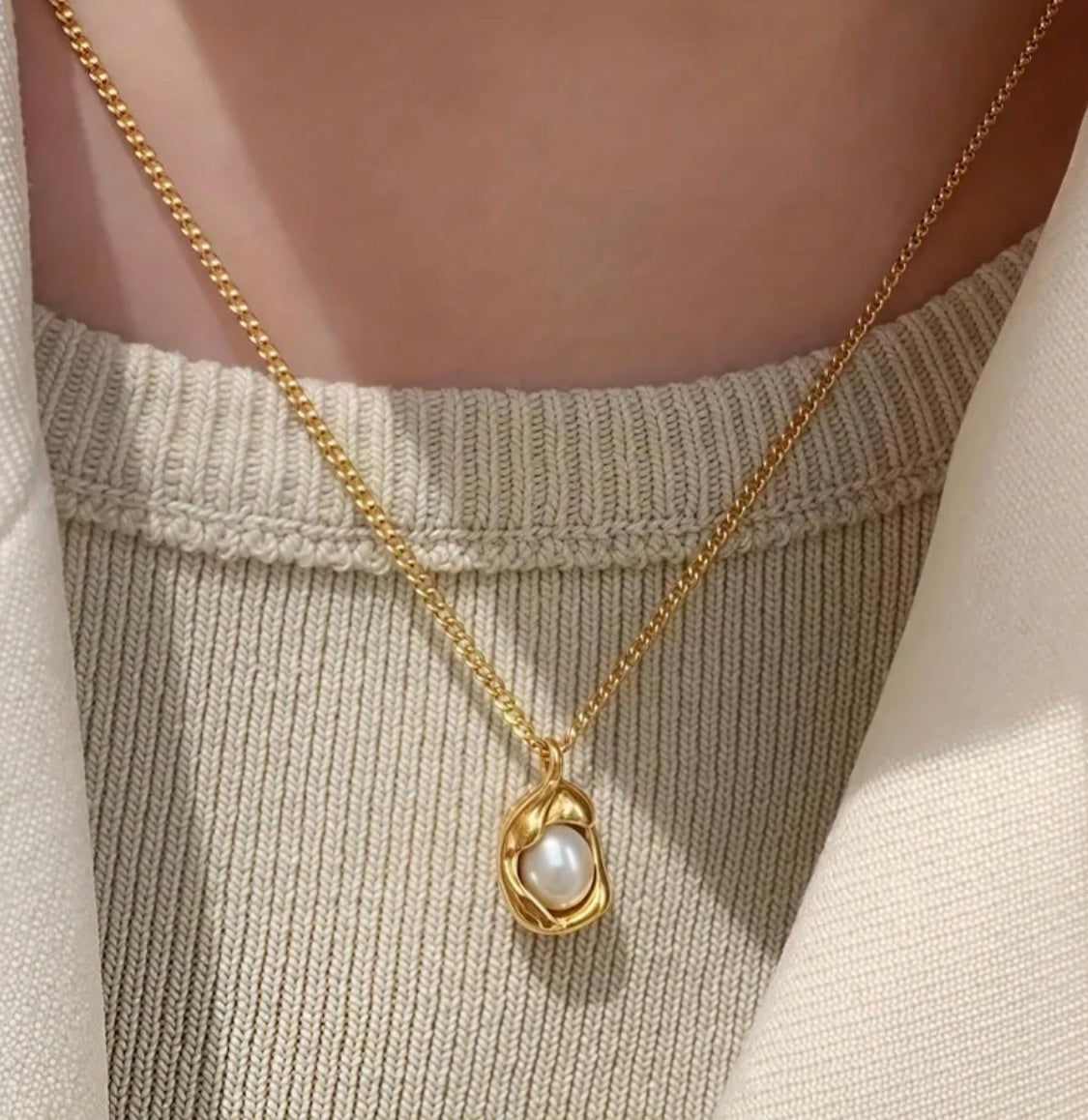 White Stone Necklace – 18K Gold Plated Stainless Steel Elegant Necklace for Women in Pakistan