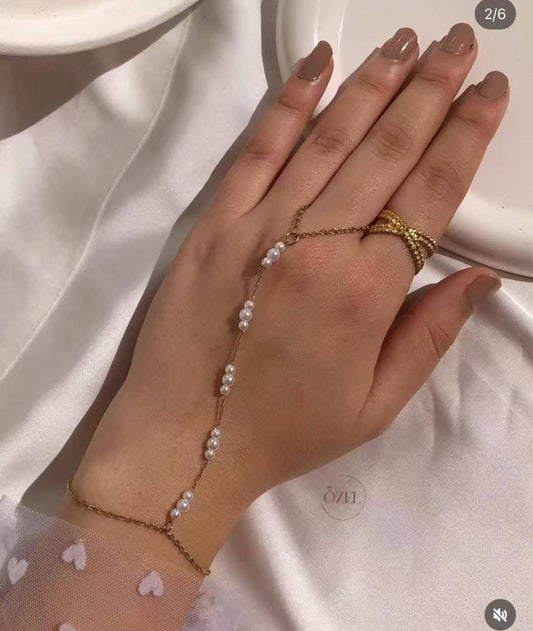 Dainty Pearl Finger Bracelet
