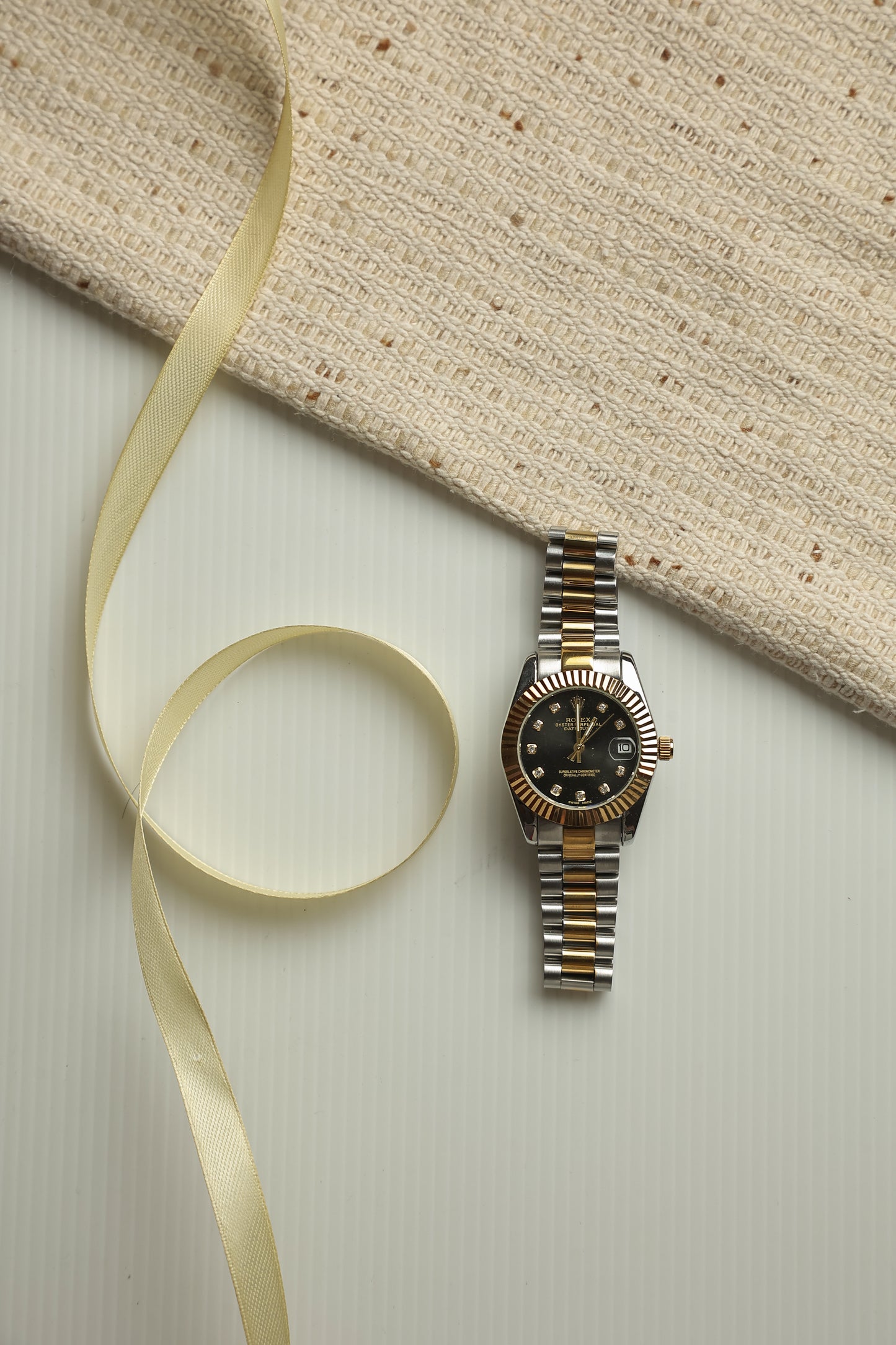 Rol-ex Two Tone Day-Date - Black Dial Watch