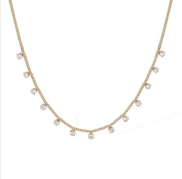 White Stone Drop Necklace – Elegant 18K Gold Plated Stainless Steel Pendant Necklace for Women in Pakistan