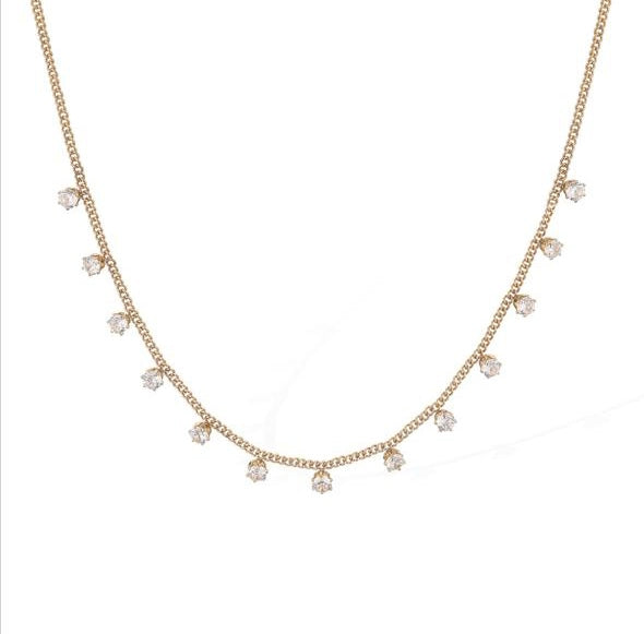 White Stone Drop Necklace – Elegant 18K Gold Plated Stainless Steel Pendant Necklace for Women in Pakistan