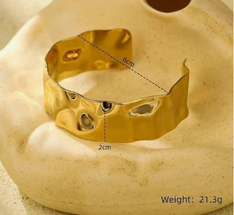 Gold Hammered Cuff Bracelet