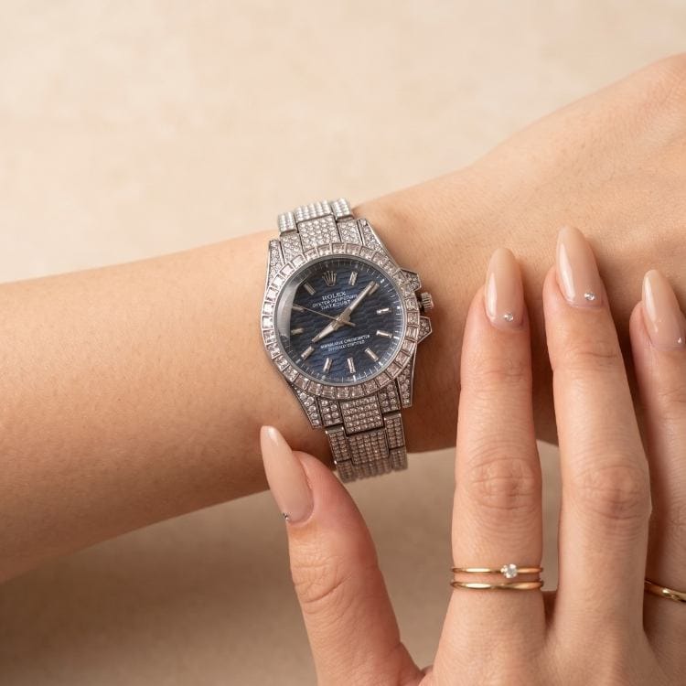Rolex Blue Dial Gemstone Gaze Women Watch