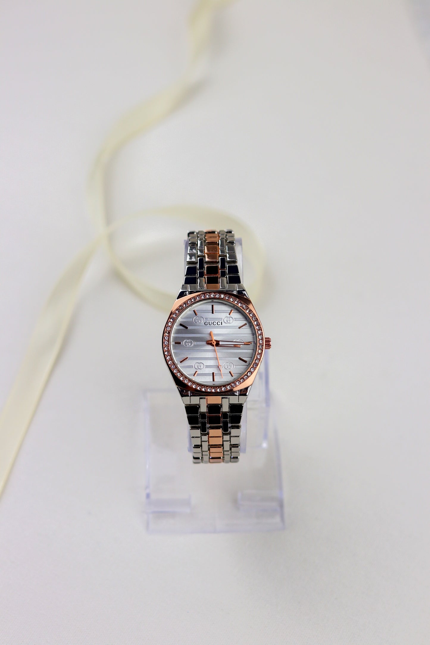Gucci Glamour Rose Gold & Steel Watch