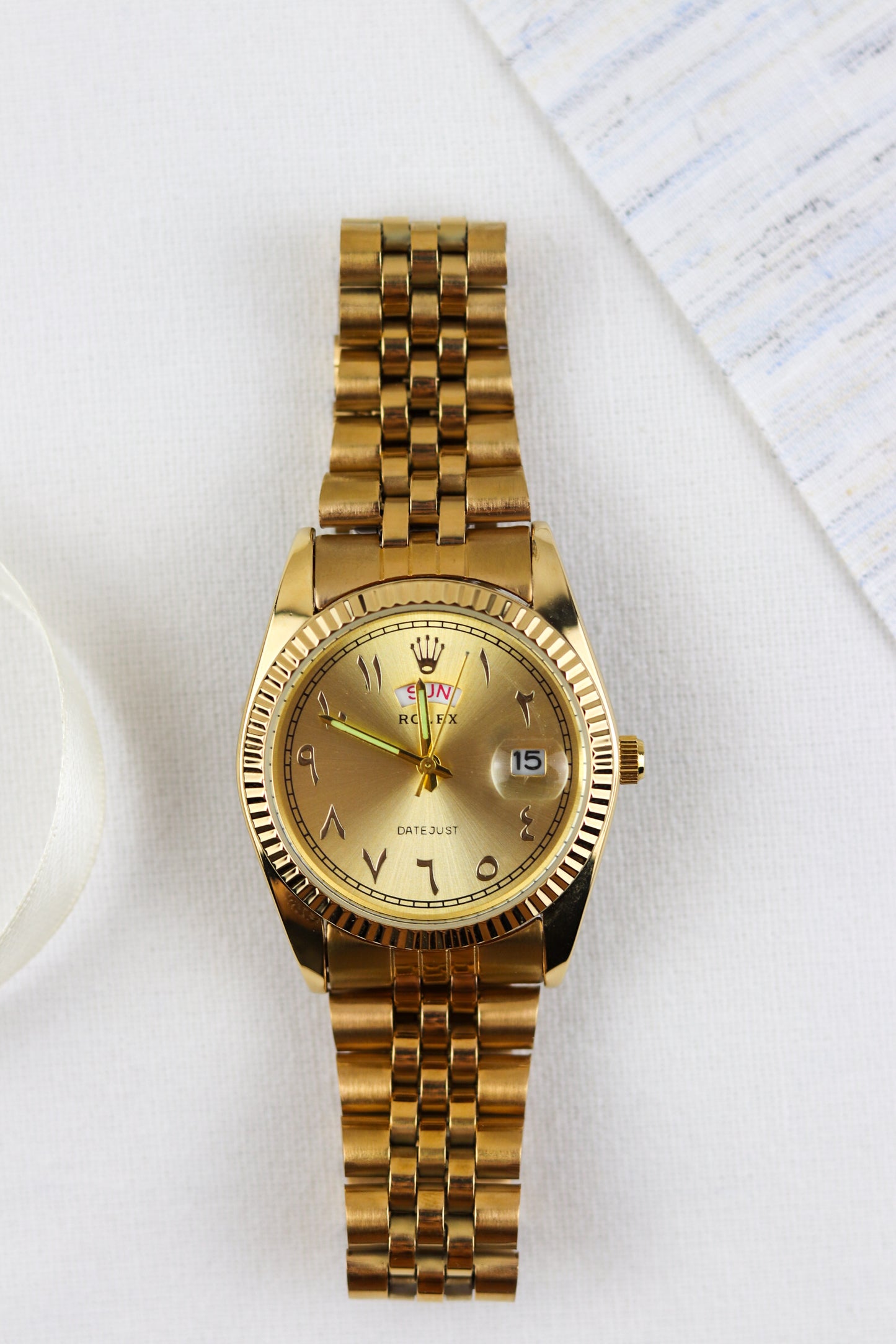 Ro-lex Arabic Gold Legacy Day-Date Watch
