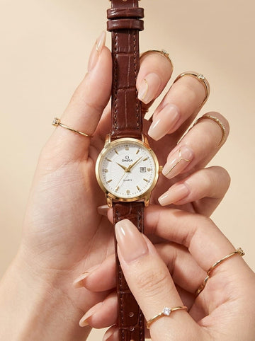 Omega Classic Vintage Women Strap Watch - Brown