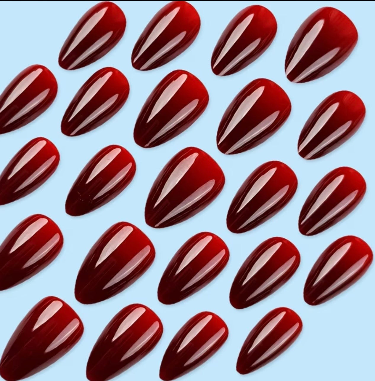 Burgundy Almond Shaped 24pcs Press-on Nails