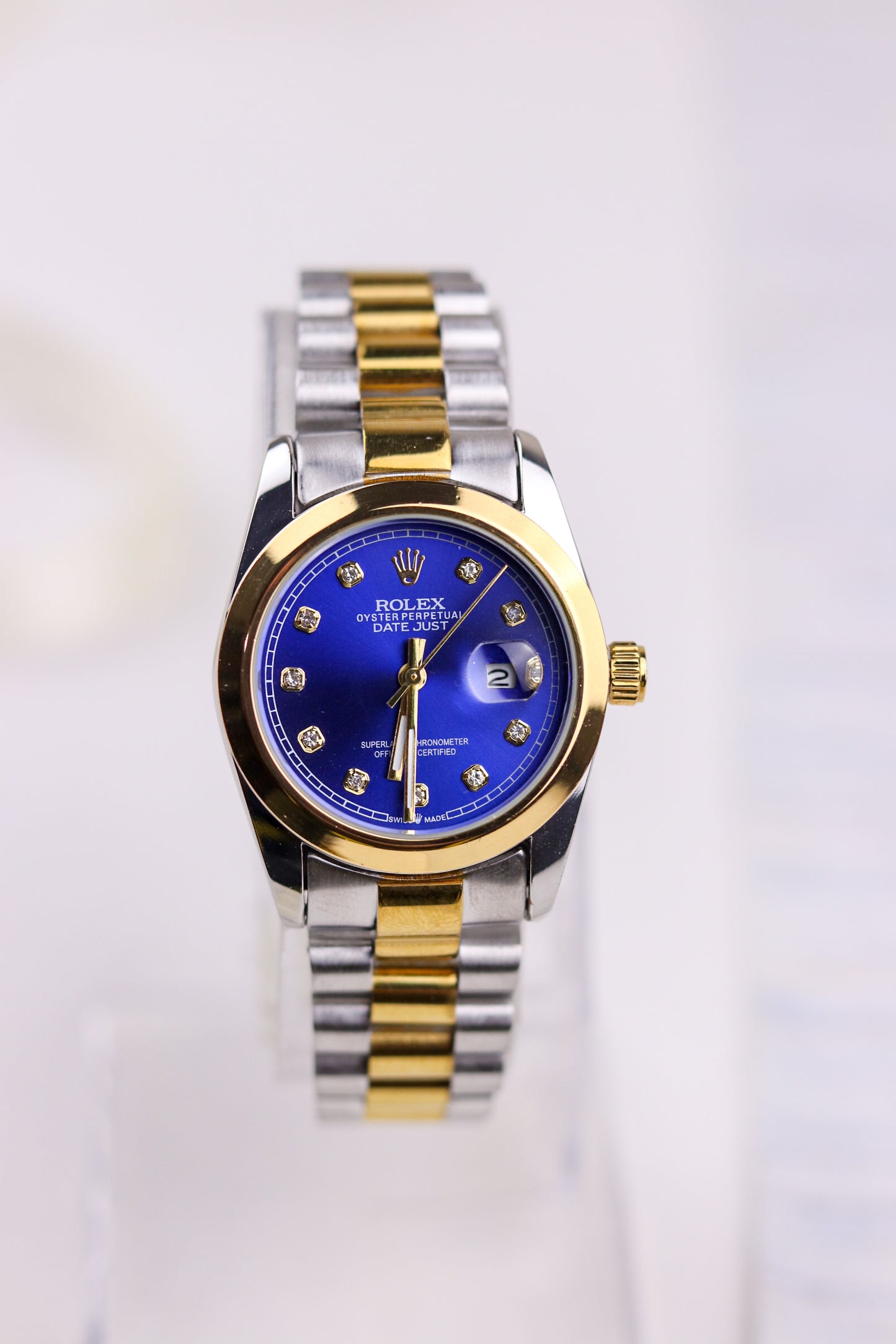Rol-ex Blue Dial Delight DateJust Women Watch - Plain Bezel