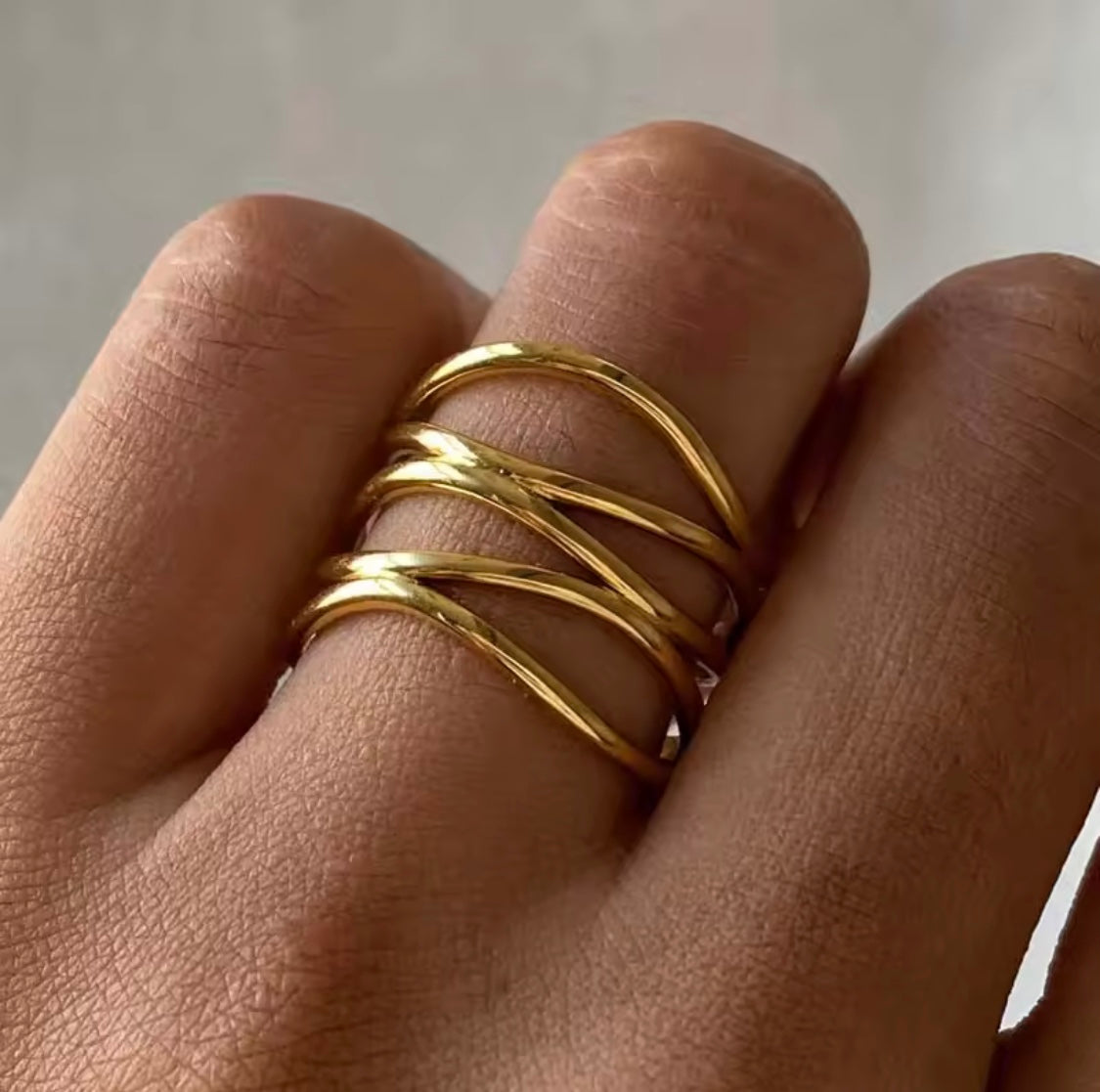 Avyana Layered Lines Adjustable Ring