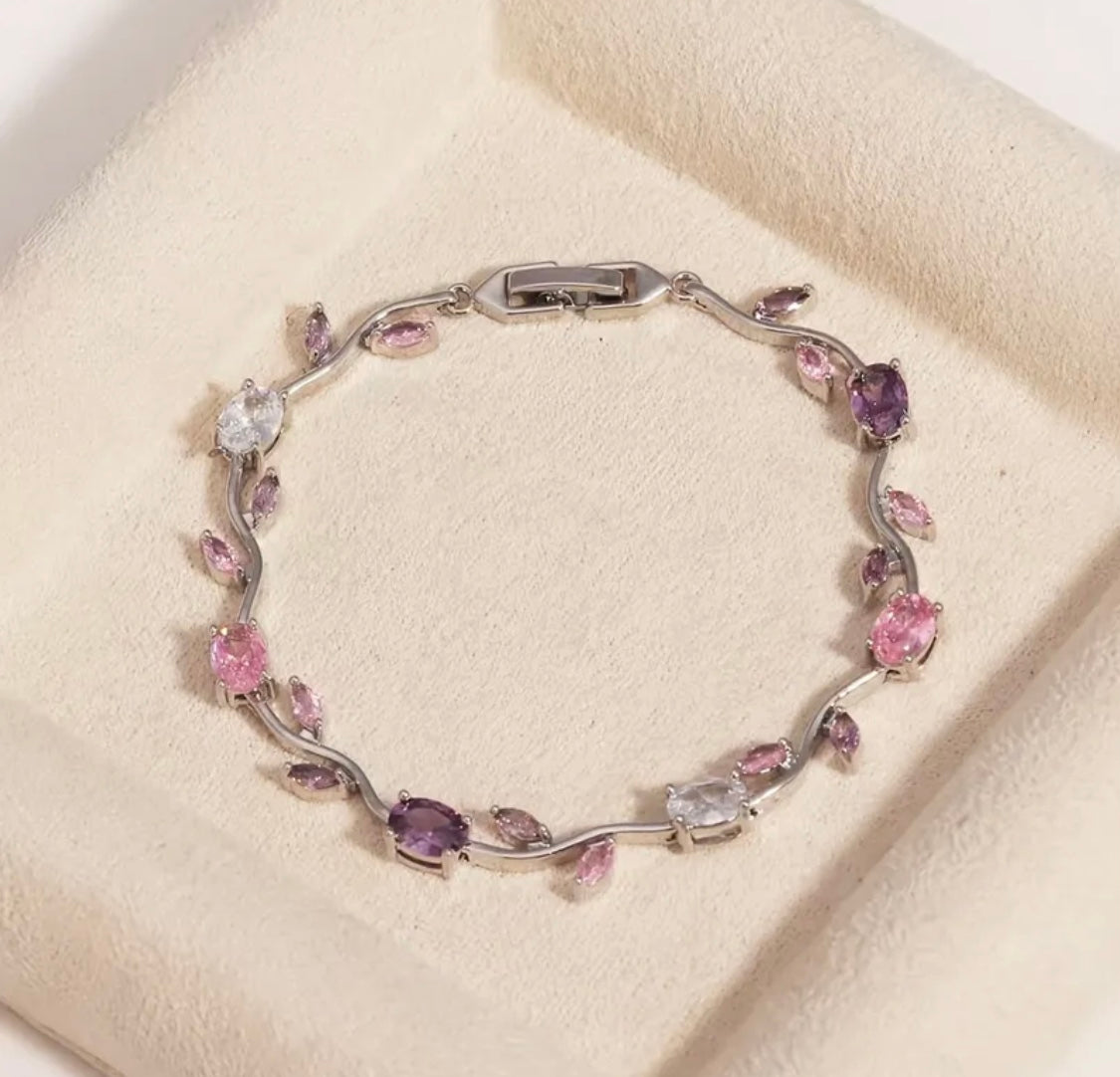 Tulip Floral Vine Silver Bracelet