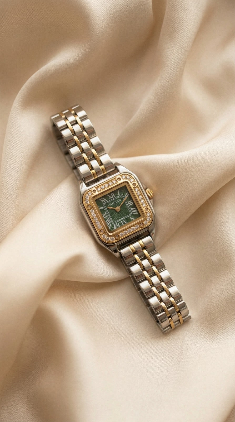 Cartier Diamond Women Watch - Green Dial