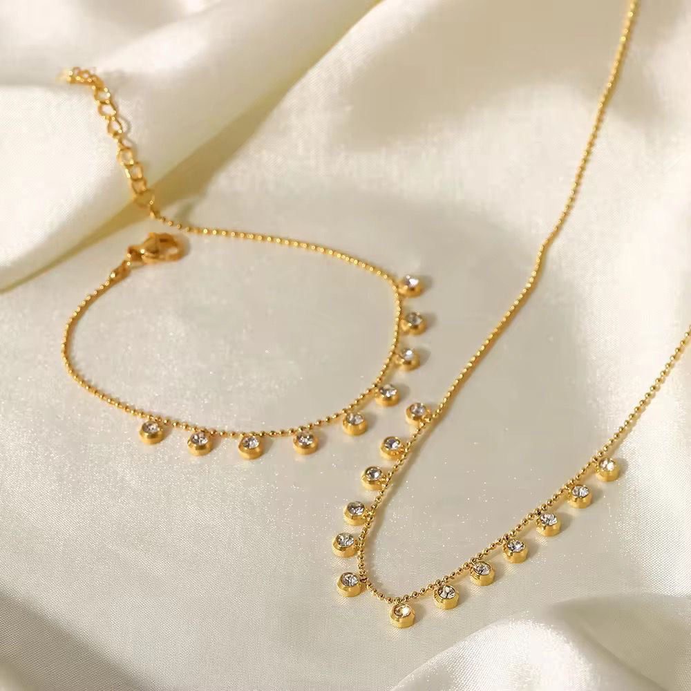 Sparkling CZ Charm Chain Jewelry Set