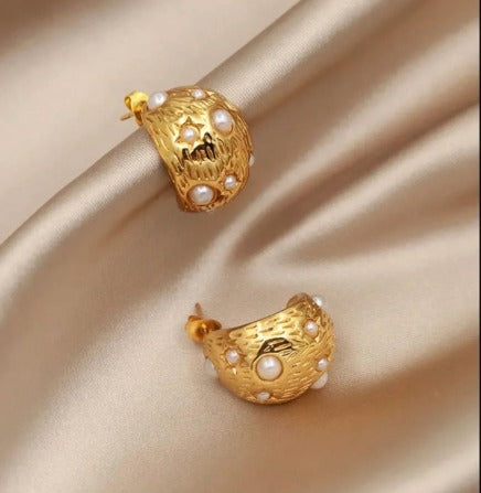 Textured Gold Drop Earrings