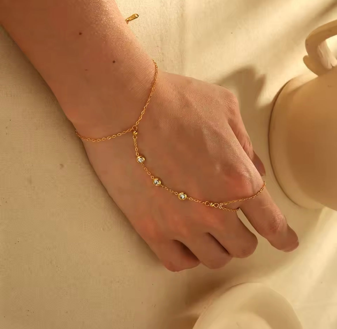 Diamond Chain Layered Ring Bracelet