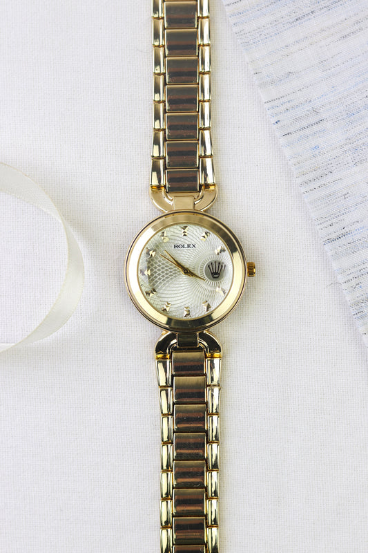 Rol-ex Golden Aura Timepiece Watch Women Watch