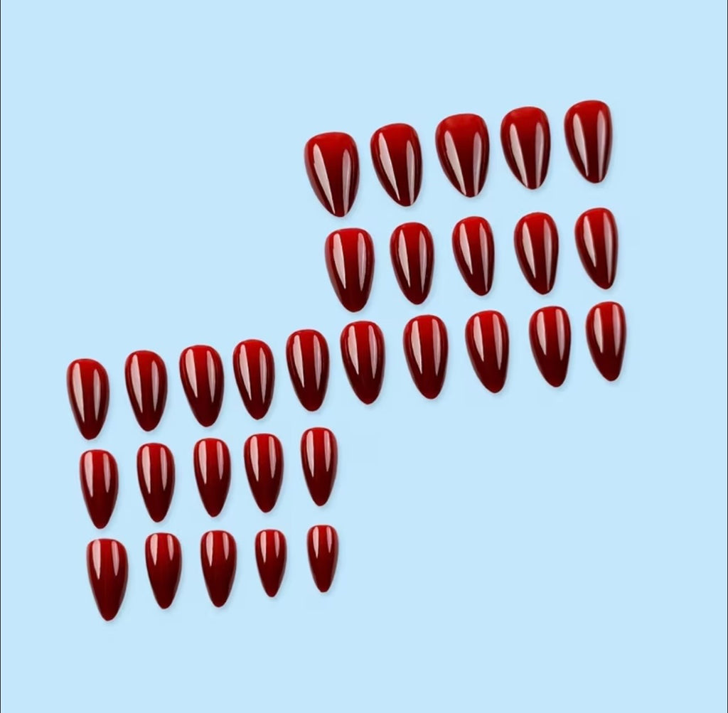 Burgundy Almond Shaped 24pcs Press-on Nails