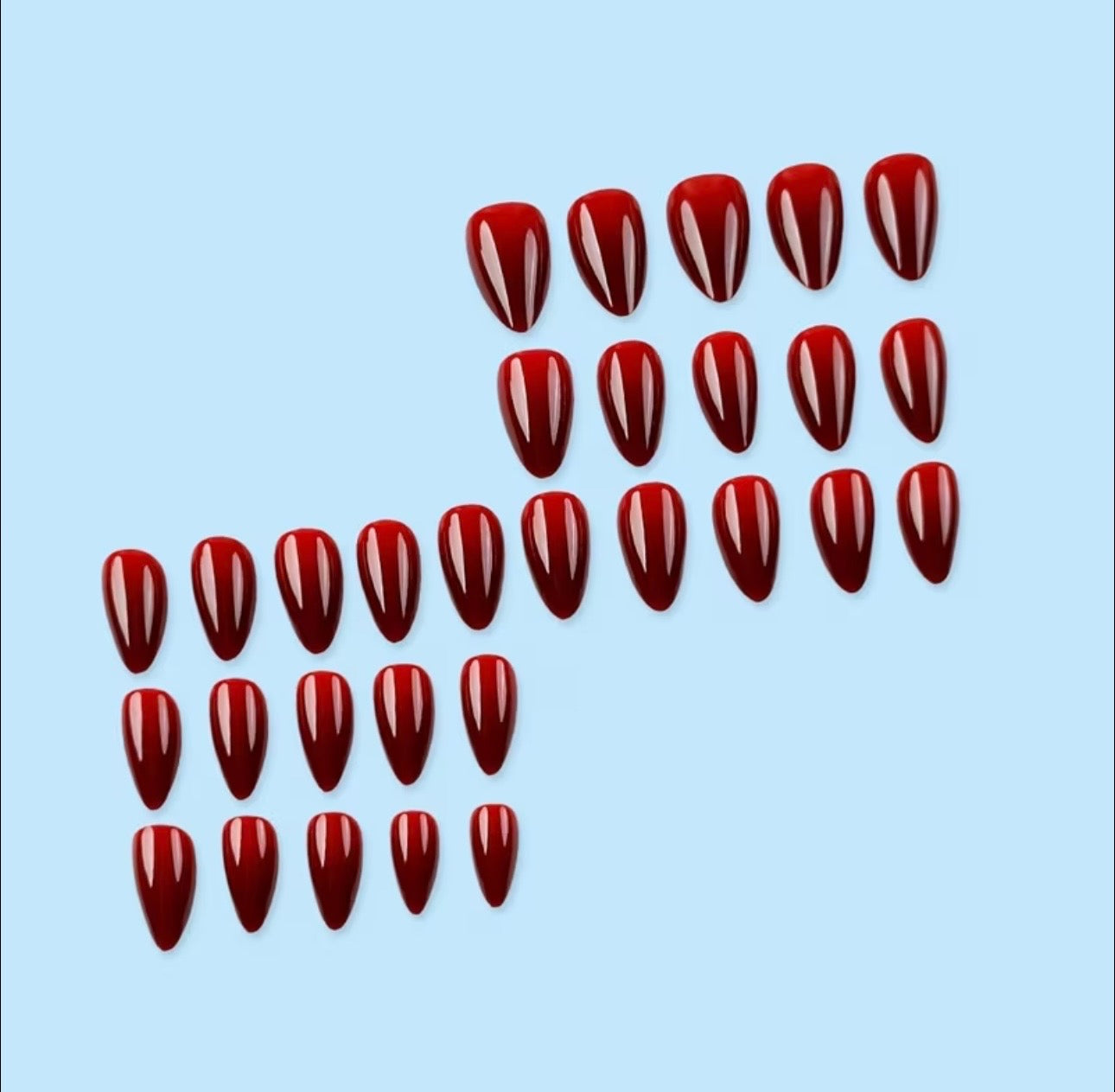 Burgundy Almond Shaped 24pcs Press-on Nails