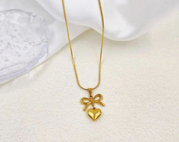 Bow Heart Necklace