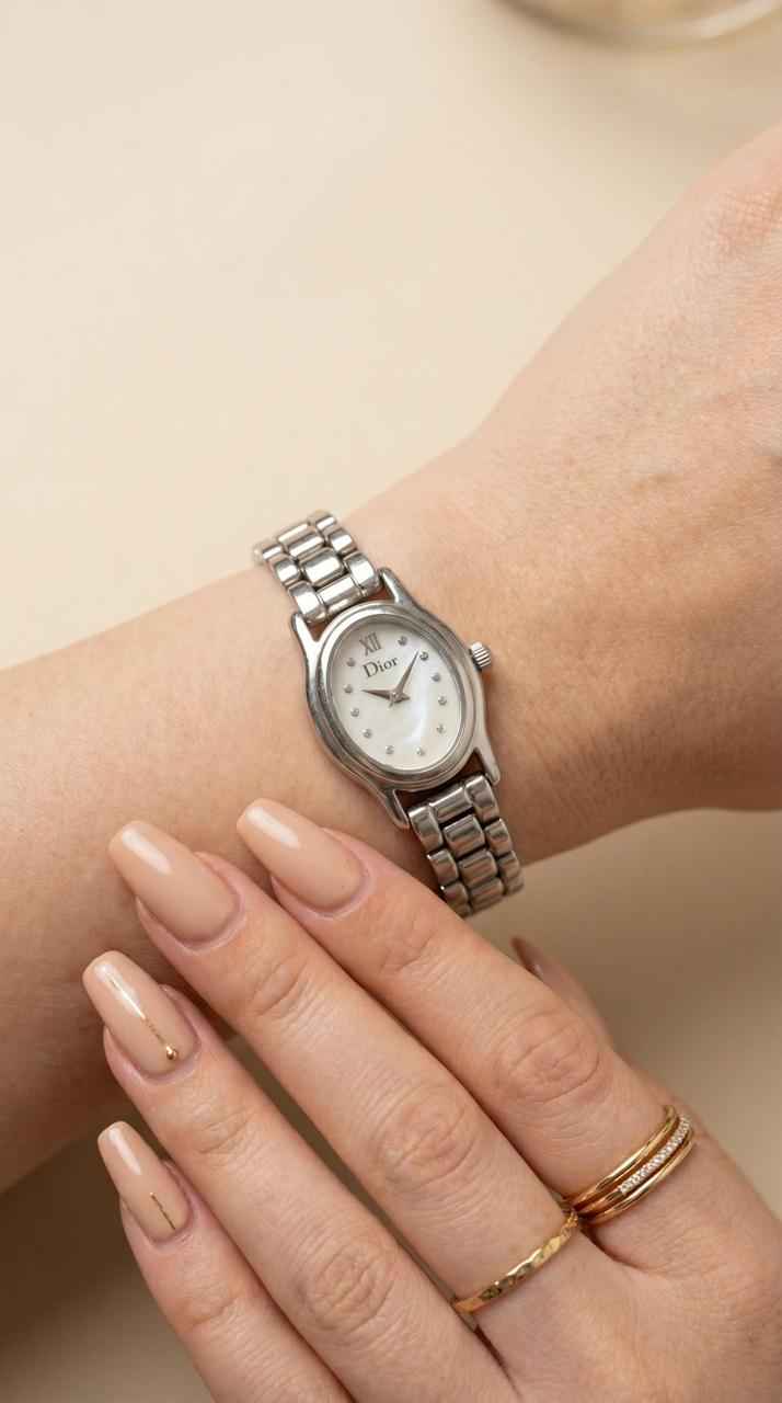Dior Oval Dial Silver Plated Women Watch