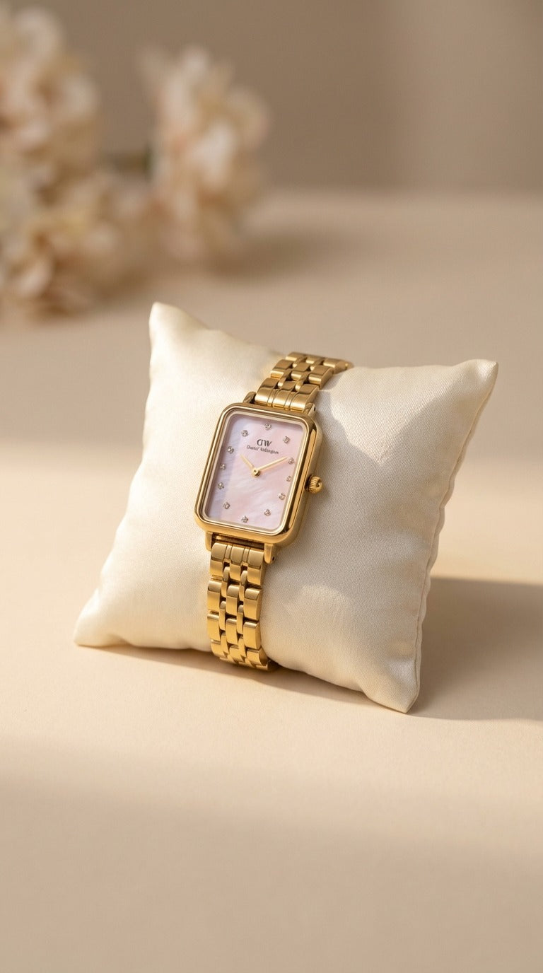 DW Crystal Rectangular  Pink Women Watch