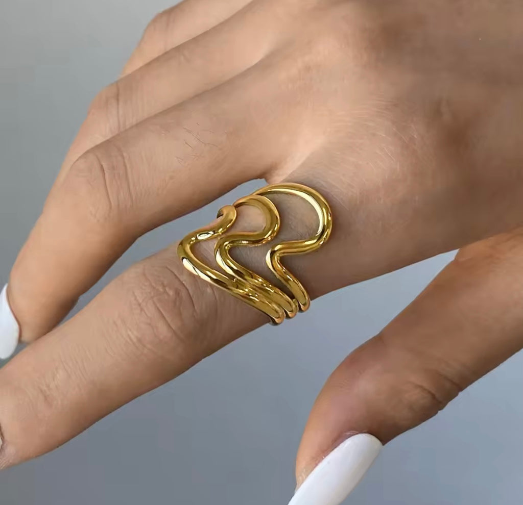 Triple Wave Adjustable Ring