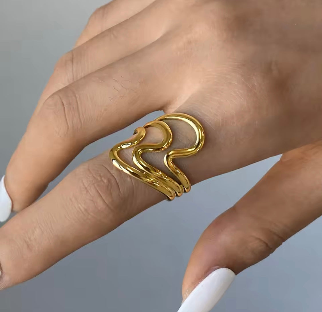 Triple Wave Adjustable Ring