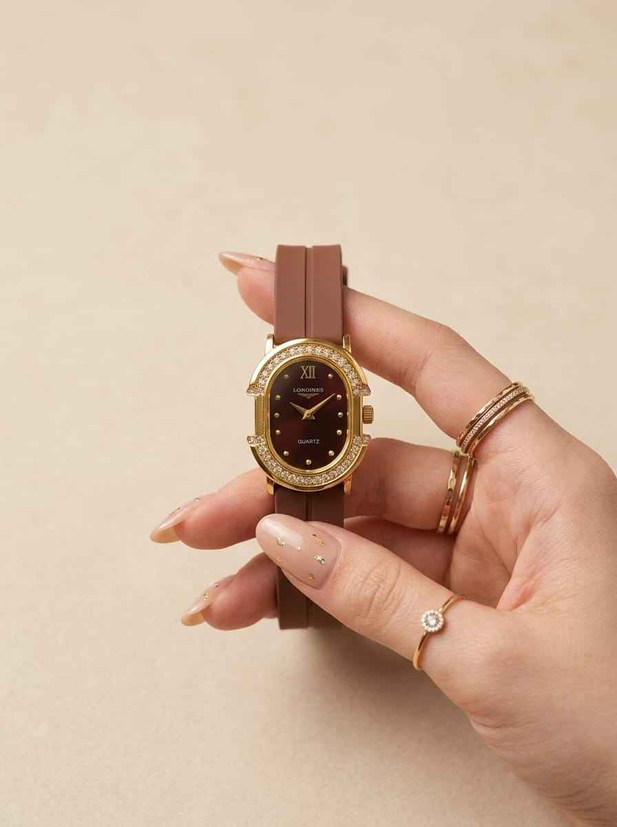 The Longines Luminary Women Rubber Strap Watch - Brown