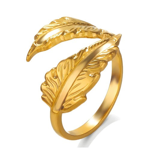 Gilded Feather Adjustable Ring