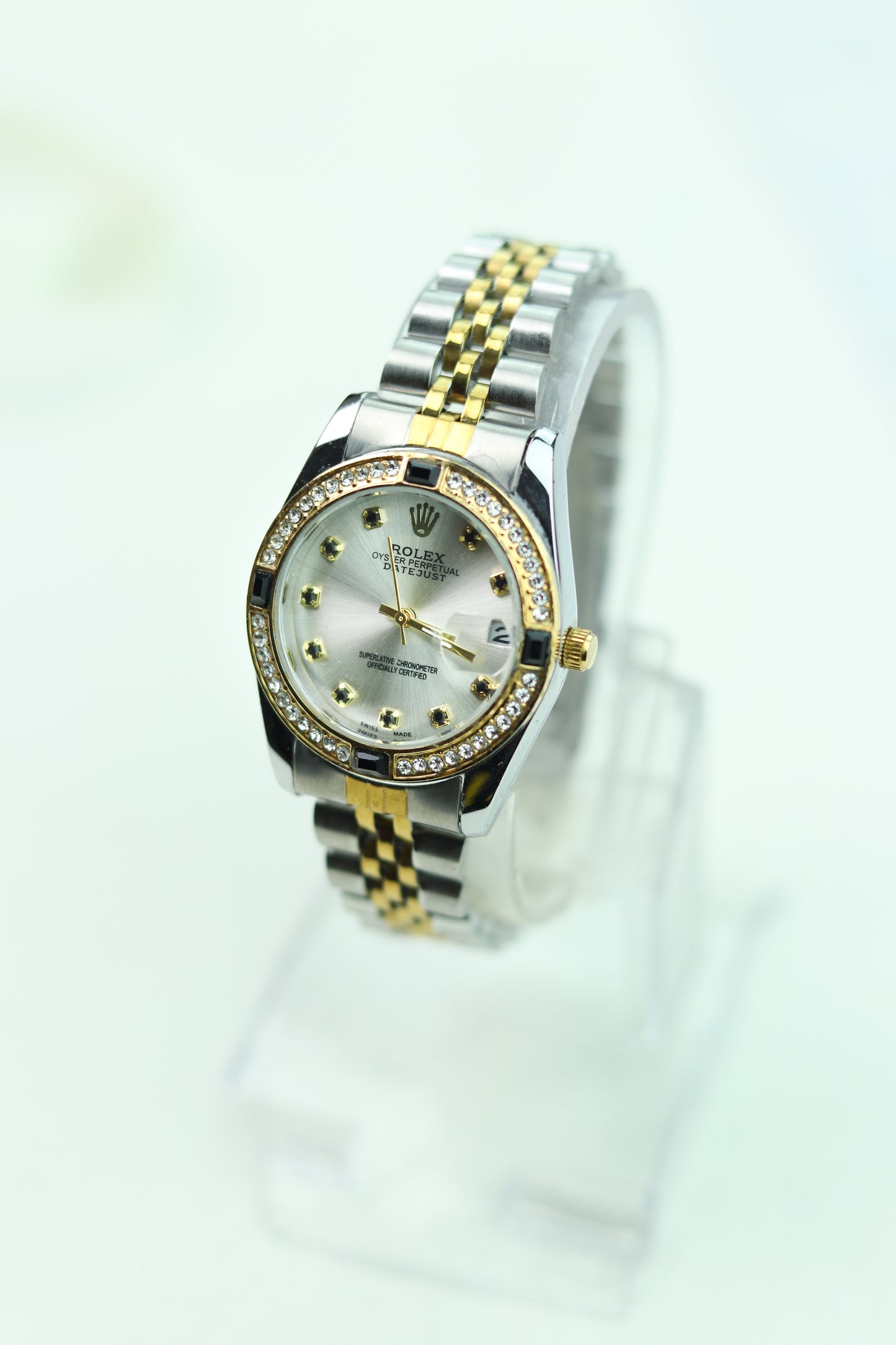 Ro-lex Lady Datejust Onyx Pearl Two Tone Women Watch