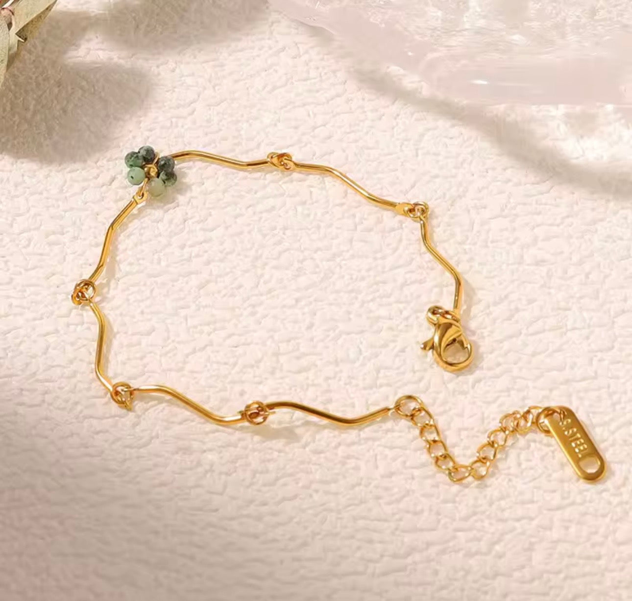 Emerald Flower Charm Bracelet
