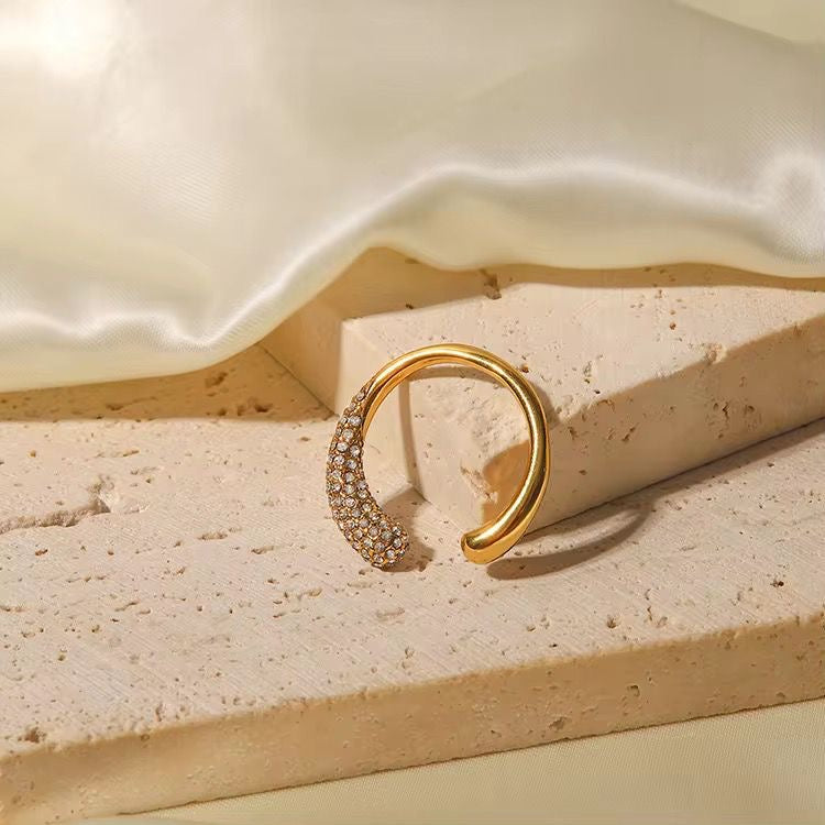 Gold Plated Crystal Pave Open Ring