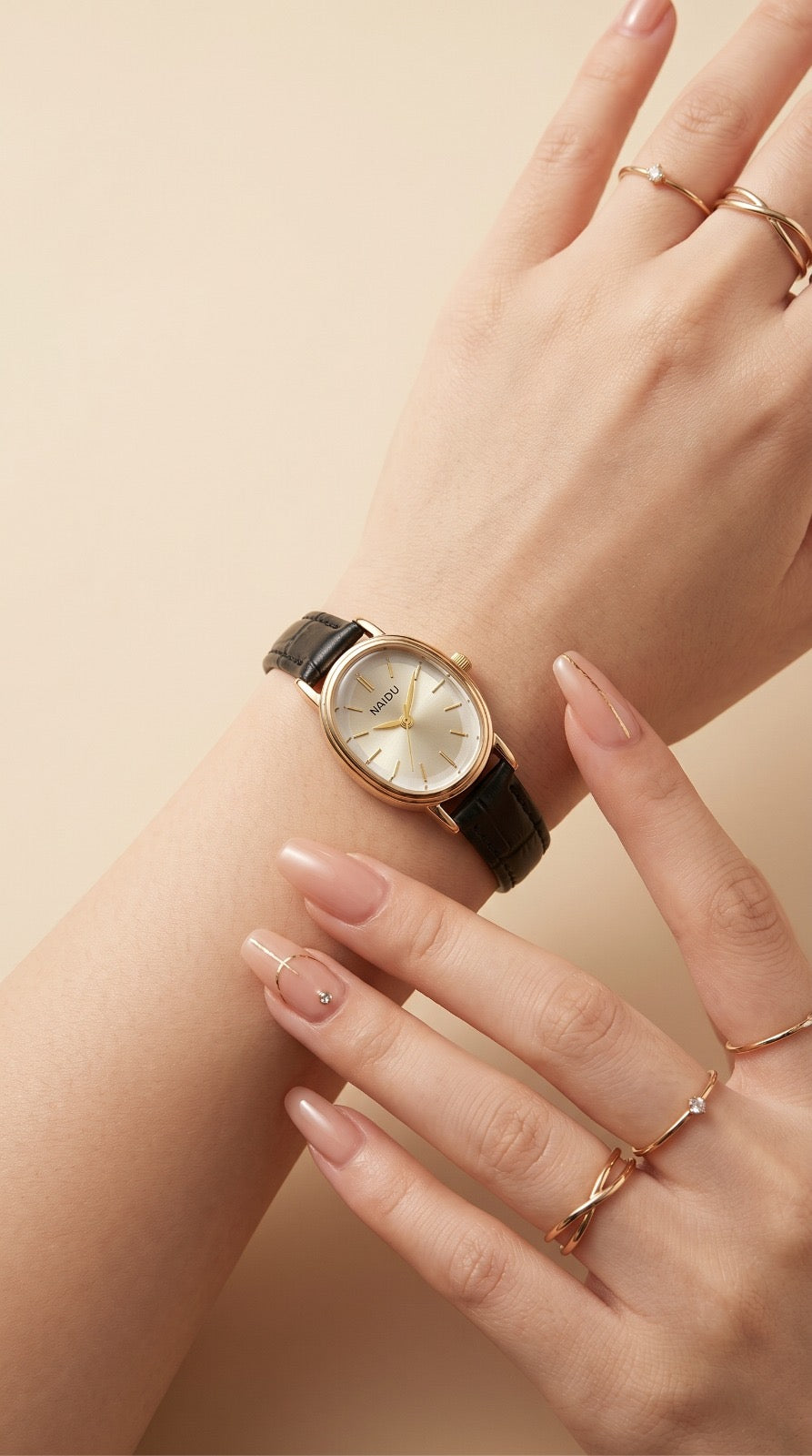 Naidu Vintage Croc Women Strap Watch - Black