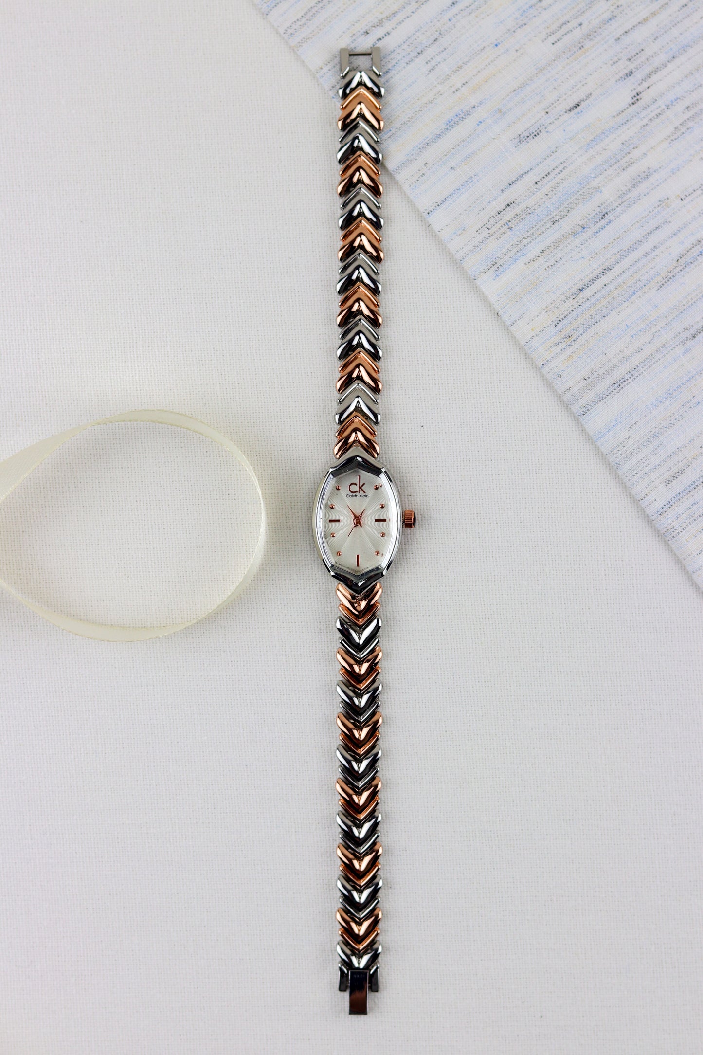 CK White Metallic Whisper Watch