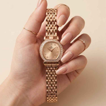 Omega Studded Rose Gold Women Watch