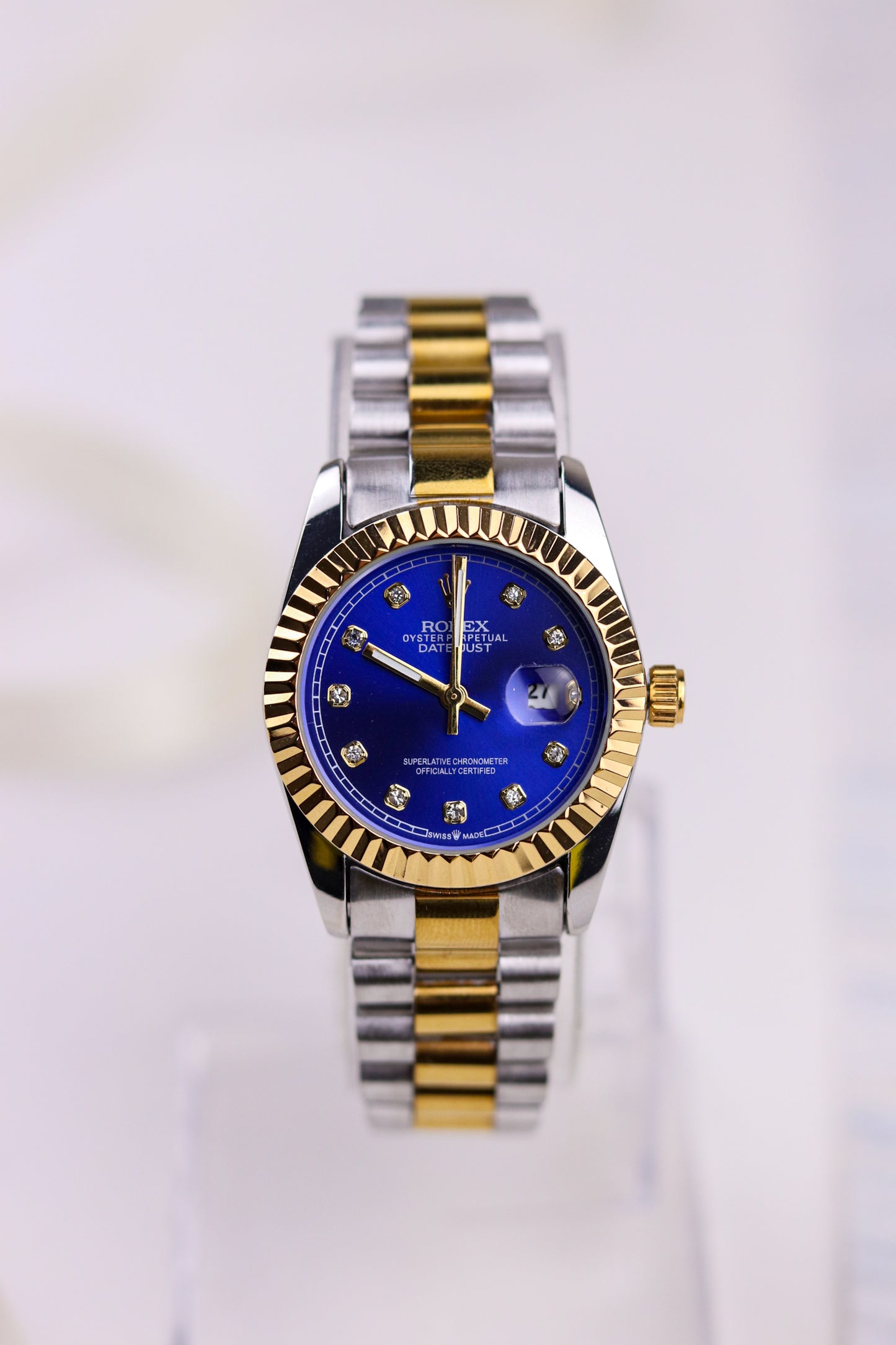 Rol-ex Blue Dial Delight DateJust Women Watch - Fluted Bezel