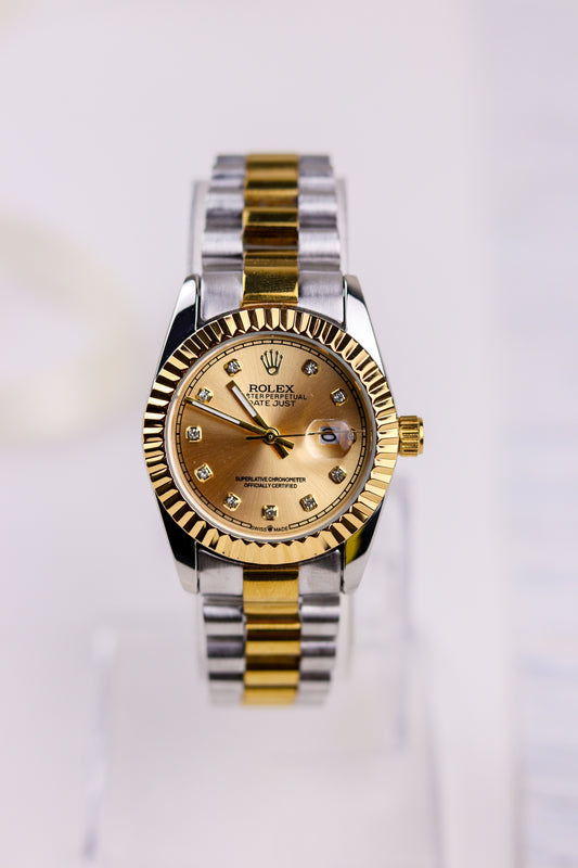 Rol-ex Golden Jubilee DateJust Women Watch - Fluted Bezel