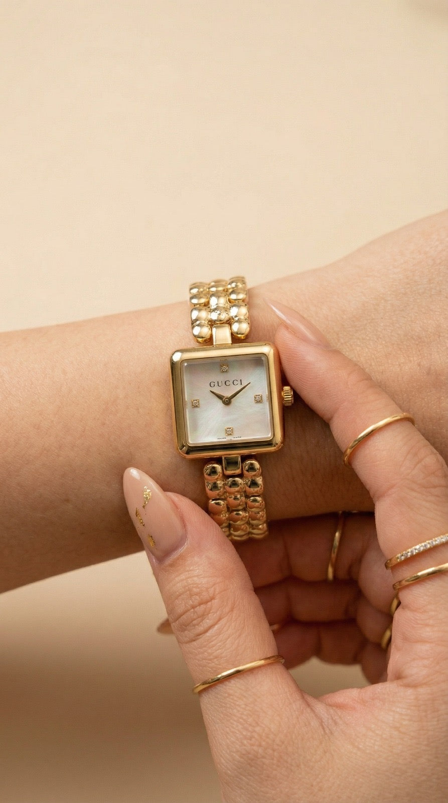 Gucci Square Golden Women Watch