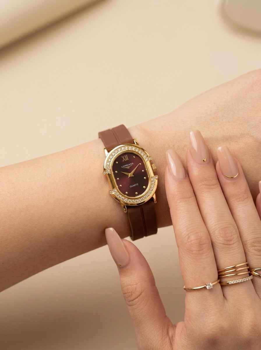 The Longines Luminary Women Rubber Strap Watch - Brown