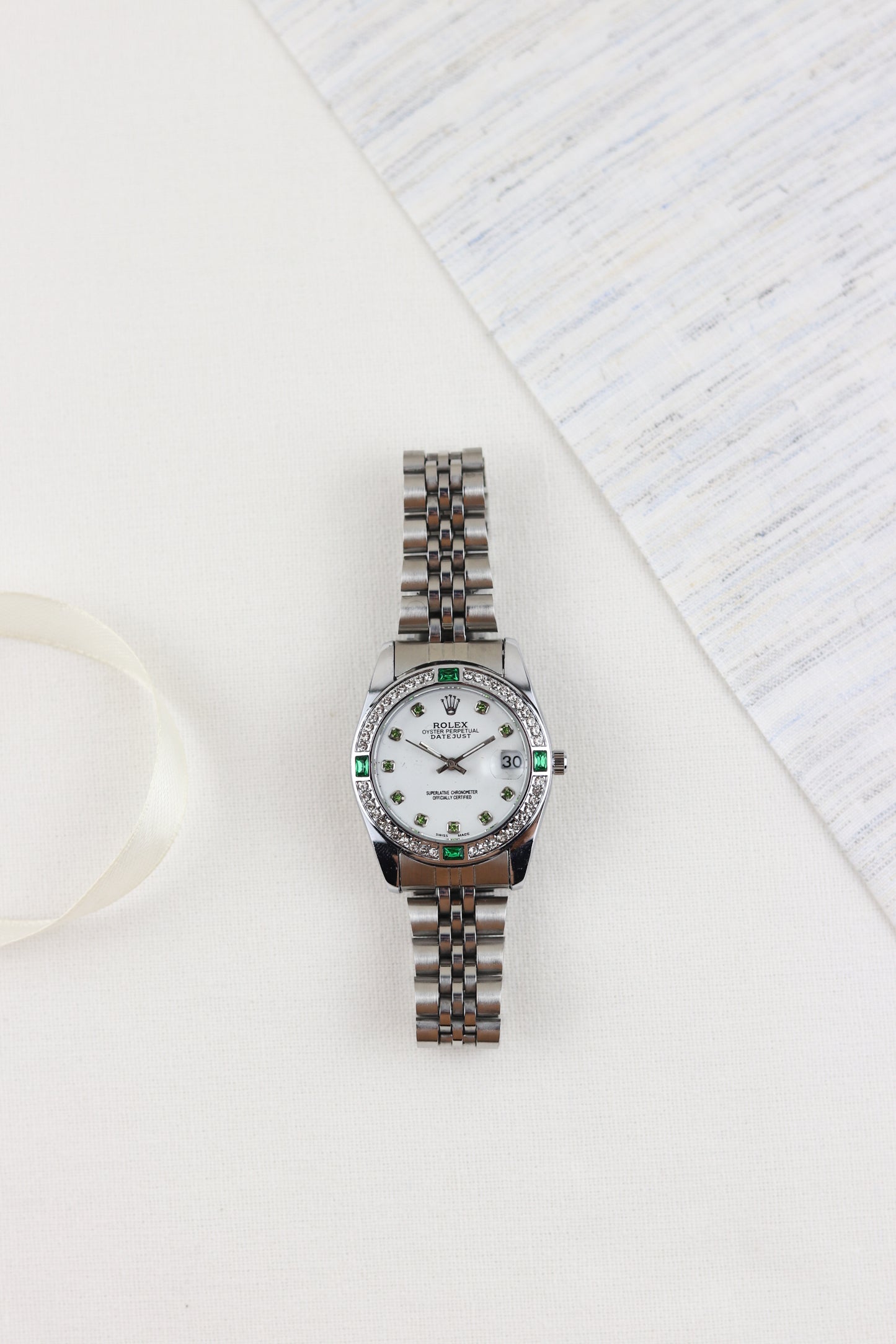 Ro-lex Lady Datejust Emerald Watch