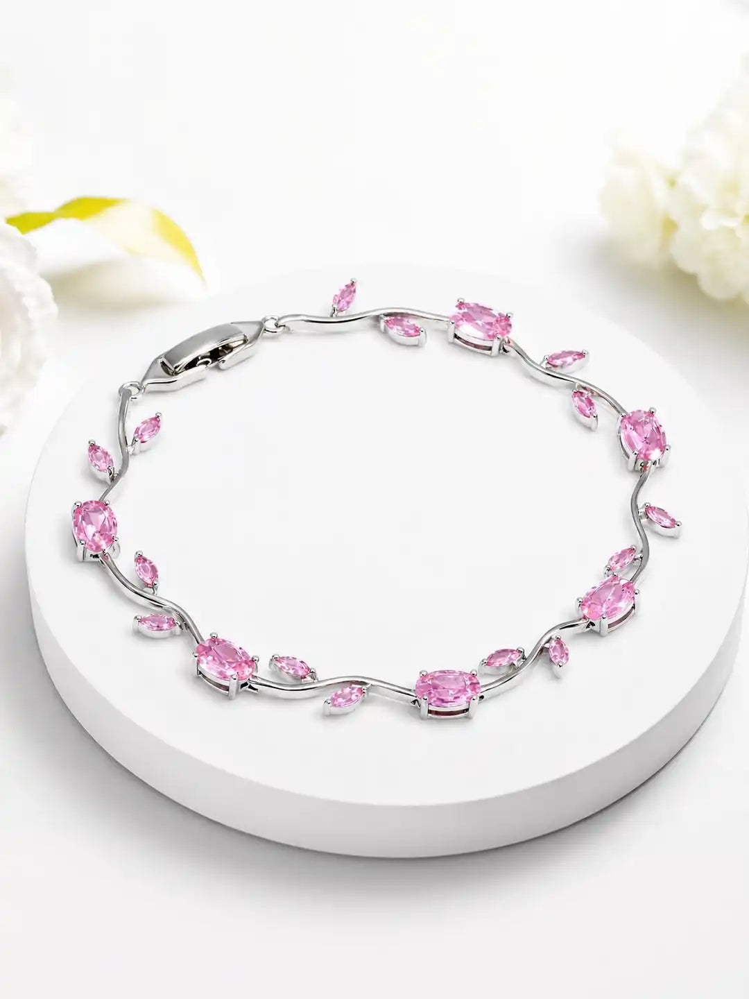 Baby Pink Tulip Silver Bracelet