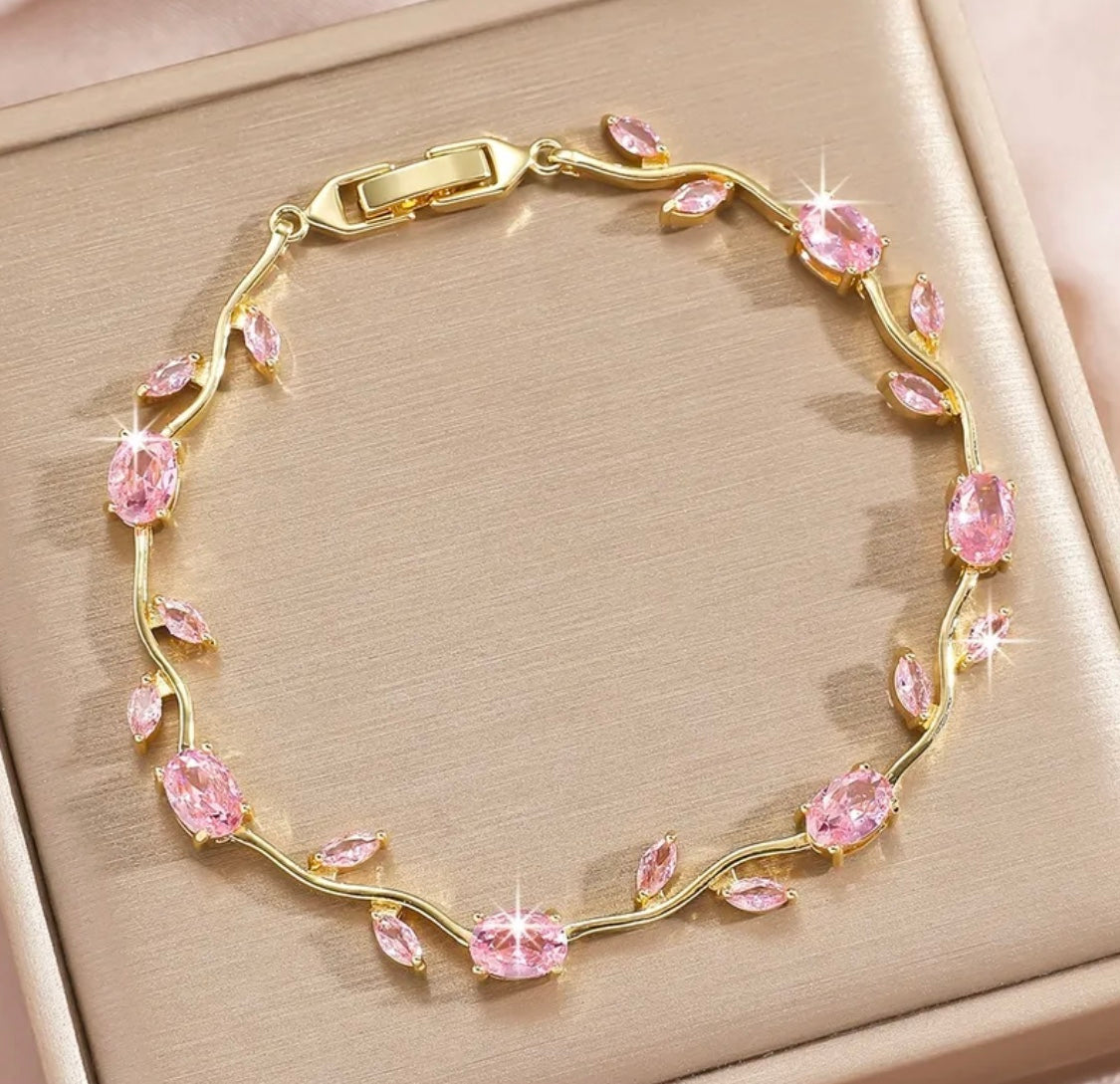 Baby Pink Tulip Golden Bracelet