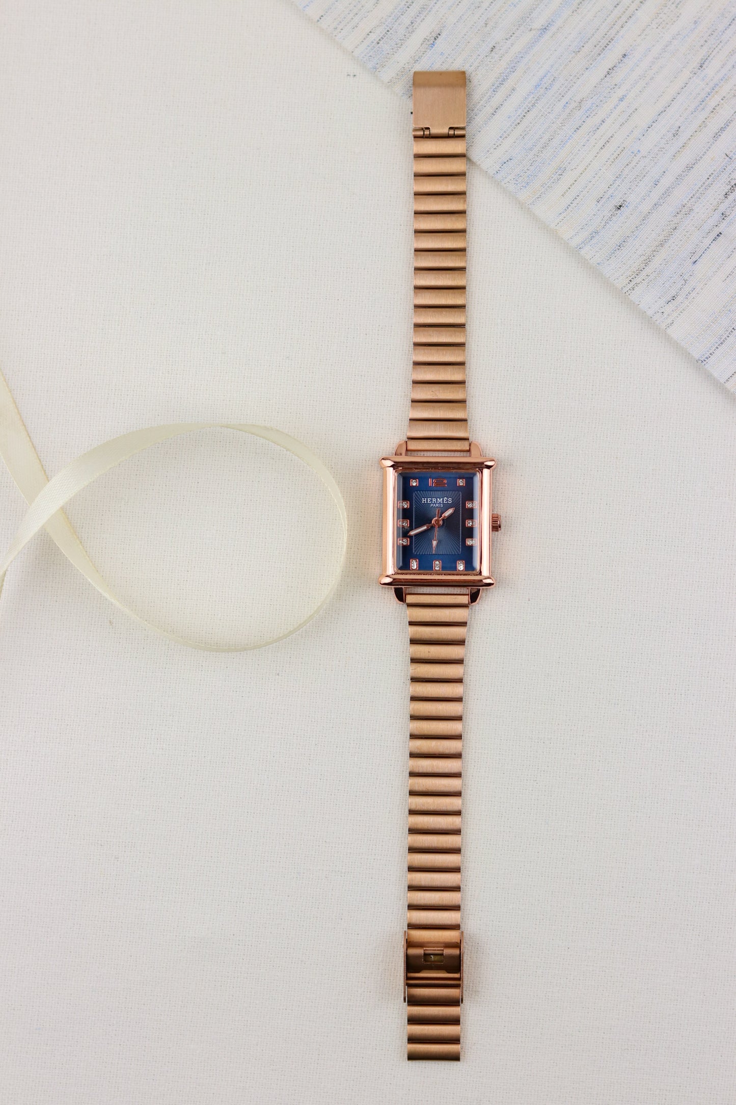 Hermes Blue Square Sparkle Watch