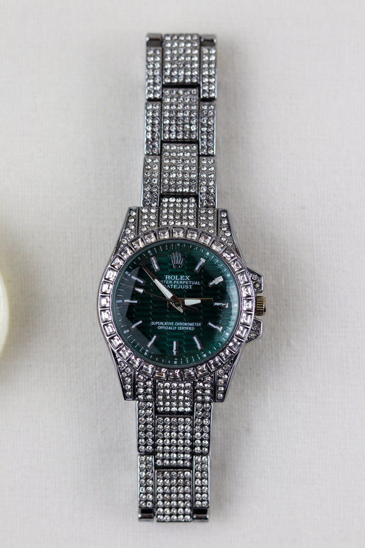 Rol-ex Emerald Gemstone Gaze Watch