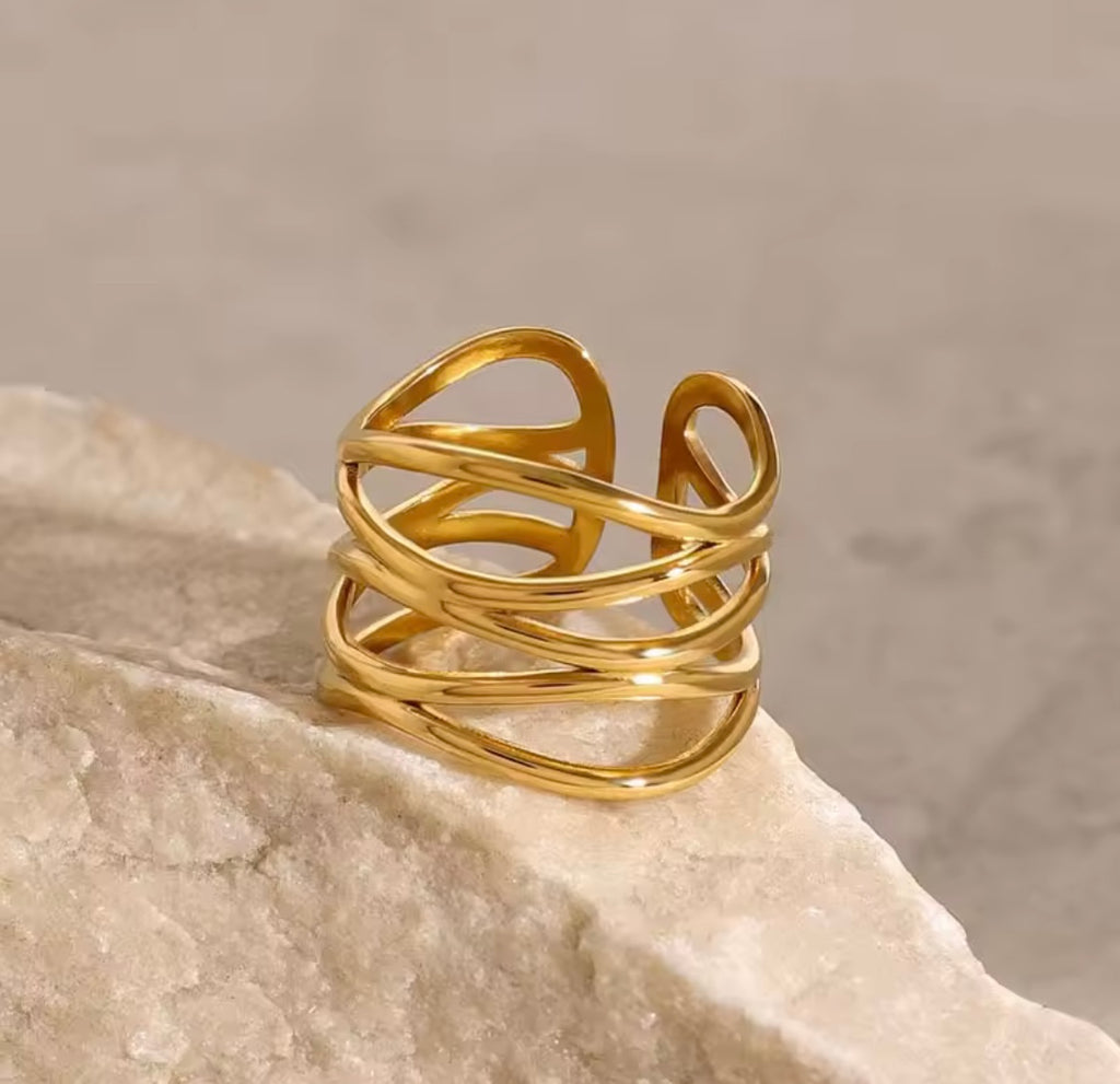 Avyana Layered Lines Adjustable Ring