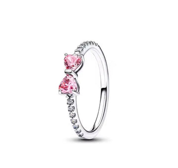 Silver Pink Bow Ring