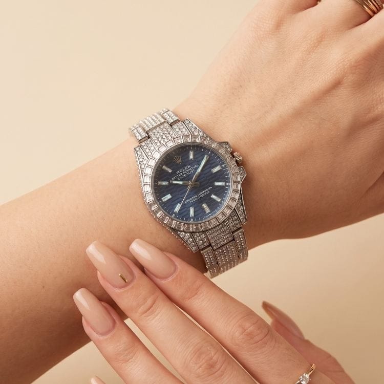 Rolex Blue Dial Gemstone Gaze Women Watch