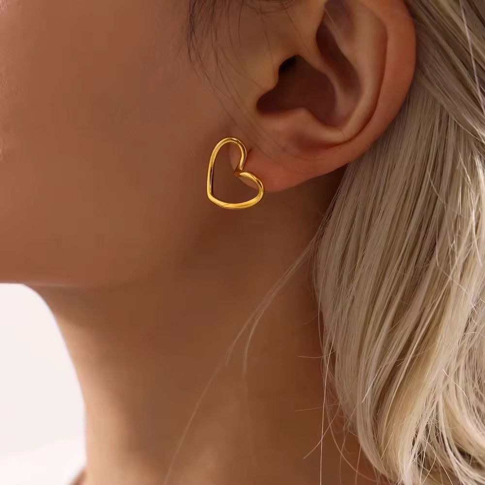 Gold Plated Open Heart Earring