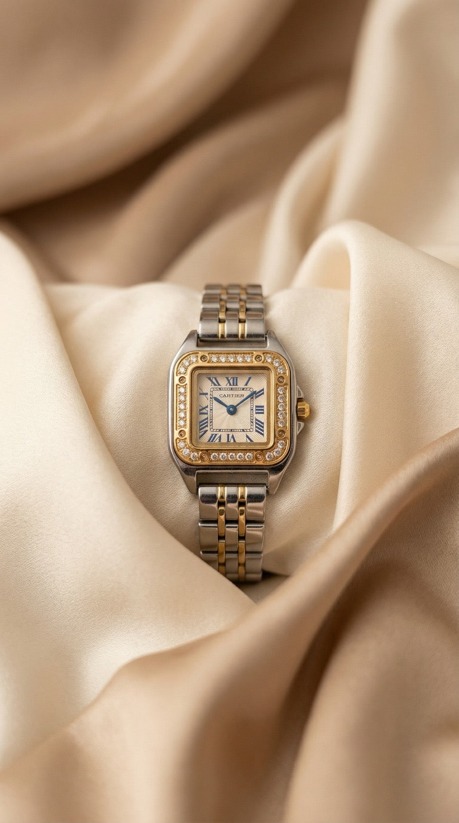 Cartier Diamond Women Watch - White Dial
